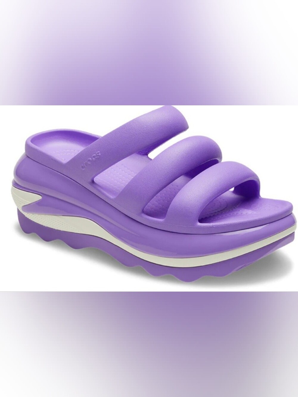 💜 Crocs MEGA CRUSH Triple Band Slide Sandals - GALAXY Lavender - Picture 4 of 11